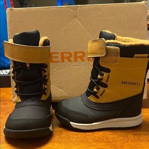 Merrell Kids Black and Gold Boots